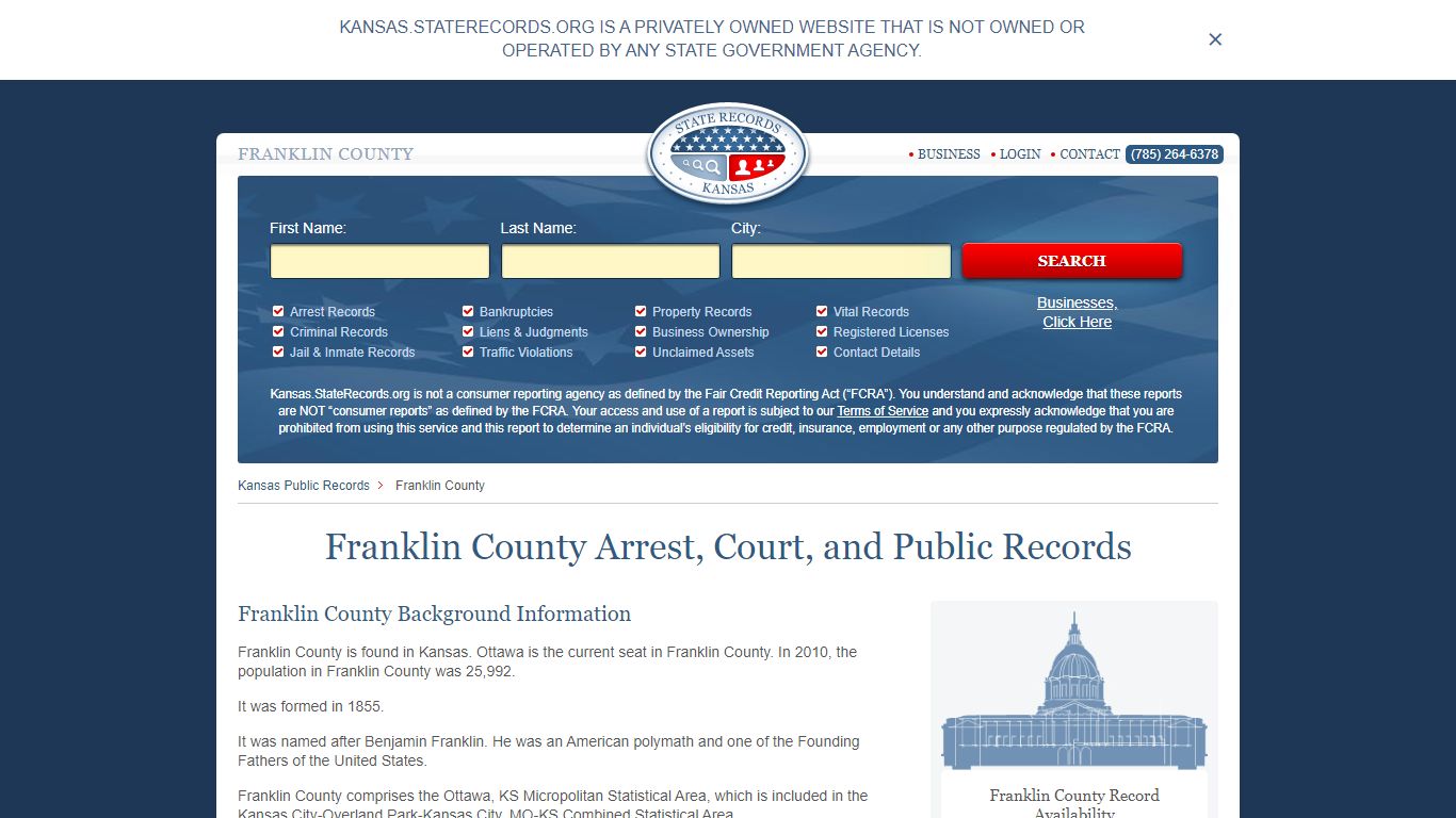 Franklin County Arrest, Court, and Public Records