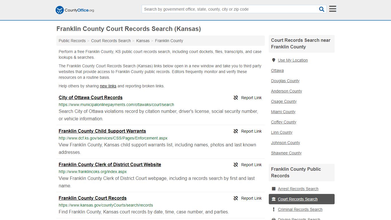 Franklin County Court Records Search (Kansas) - County Office
